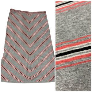 Lane Bryant Skirt Size 26/28 Grey Orange Chevron Maxi Cotton Church Work Office